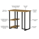Ver imagem 2 de Mesa para Computador Mali 76cm com Prateleiras Estilo Industrial Freijó/preto