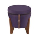 Ver imagem 1 de Puff com Baú Redondo Flex 50 Cm em Madeira Maciça Mesa Centro Tampo Preto Sala Multiuso Roxo
