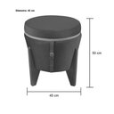 Ver imagem 2 de Puff com Baú Redondo Flex 50 Cm em Madeira Maciça Mesa Centro Tampo Preto Sala Multiuso Roxo