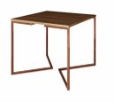 Ver imagem 1 de Mesa de Jantar Industrial Base De Ferro Cobre em V Tampo 90x90 Amêndoa