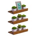 Ver imagem 1 de Kit 3 Prateleiras Porta Quadros 50 x 10cm Freijó Suporte Invisível