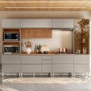 Ver imagem 2 de Cozinha Modulada Proença 6 Peças com Cristaleira e Balcão 120cm Nogueira Touch/nude Prime Tx -