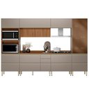 Ver imagem 1 de Cozinha Modulada Proença 6 Peças com Cristaleira e Balcão 120cm Nogueira Touch/nude Prime Tx -
