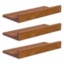 Ver imagem 2 de Kit 3 Prateleiras Porta Quadros 50 x 15cm Freijó Suporte Invisível