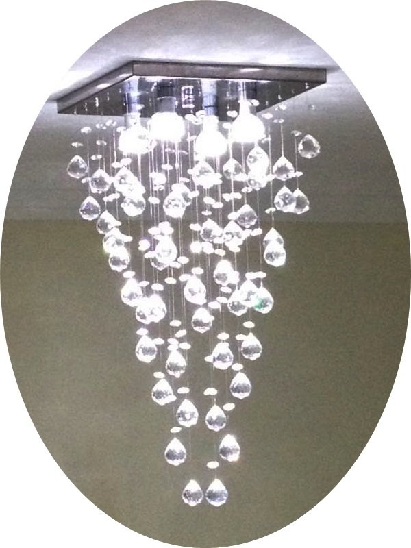 Lustre para sala de jantar em cristais legítimos transparentes 30x30
