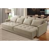 Sofá Cama Retrátil e Reclinável 2,10m com Molas Cairo Veludo Bege Mirra Decor - 1