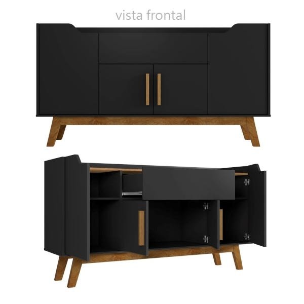 Buffet Aparador com Gaveta Impressious Preto Cinamomo - 4