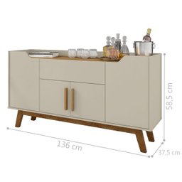 Buffet Aparador com Gaveta Impressious Off-White Cinamomo - 3