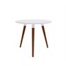 Mesa de Jantar Redonda Artenis Branco Pés de Madeira Escuro 90 cm - D'Rossi - 1