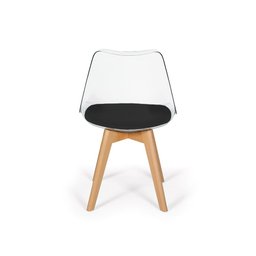 Cadeira Eames Wood Leda Acrílico Transparente - Preta - 5