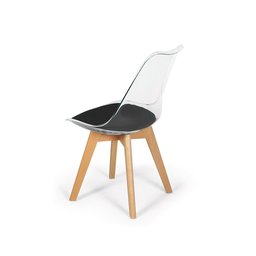 Cadeira Eames Wood Leda Acrílico Transparente - Preta - 6