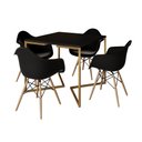Ver imagem 2 de Mesa Jantar Industrial Quadrada 90cm Preta Base V Dourada com 4 Poltronas Eames Eiffel Daw Madeira P