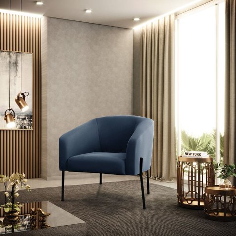 Cadeira Sala de Jantar Pé de Ferro Preto Stella Suede D03 - D’Rossi