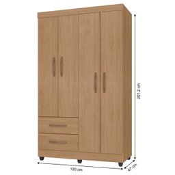 Guarda Roupa Solteiro 4 Portas Pederneiras Nature - 4