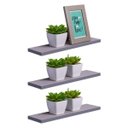 Ver imagem 1 de Kit 3 Prateleiras 50 x 20cm Cinza Claro Suporte Invisível