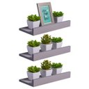 Ver imagem 1 de Kit 3 Prateleiras Porta Quadros 50 x 15cm Cinza Claro Suporte Invisível