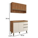 Ver imagem 3 de Cozinha Compacta Modulada 3 Portas 3 Gavetas Ripado Freijó/off White - Panorama Móveis
