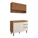 Ver imagem 1 de Cozinha Compacta Modulada 3 Portas 3 Gavetas Ripado Freijó/off White - Panorama Móveis