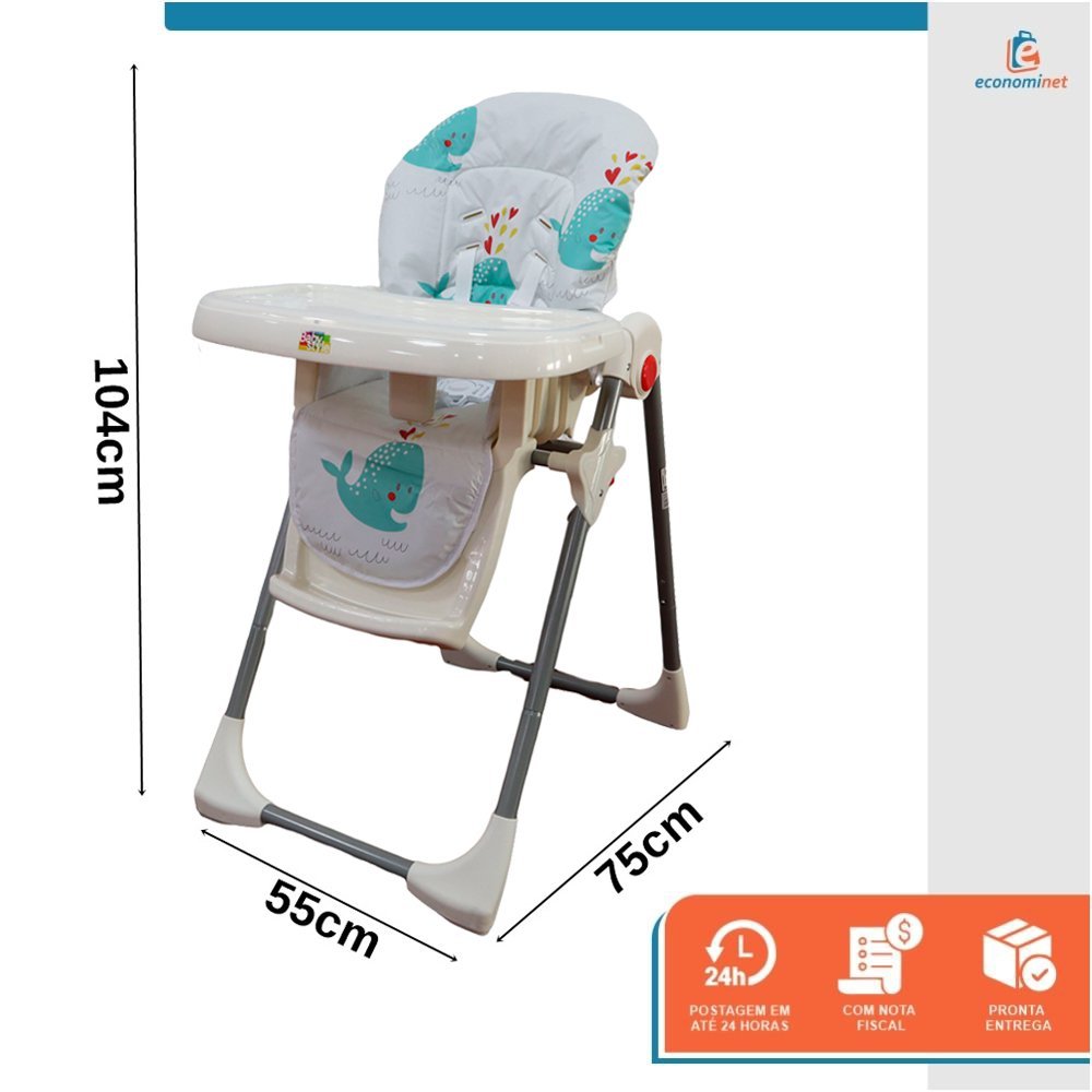 Cadeirão de Alimentação Cadeira Refeição Bebê Impactus Baleia - Baby Style - 2
