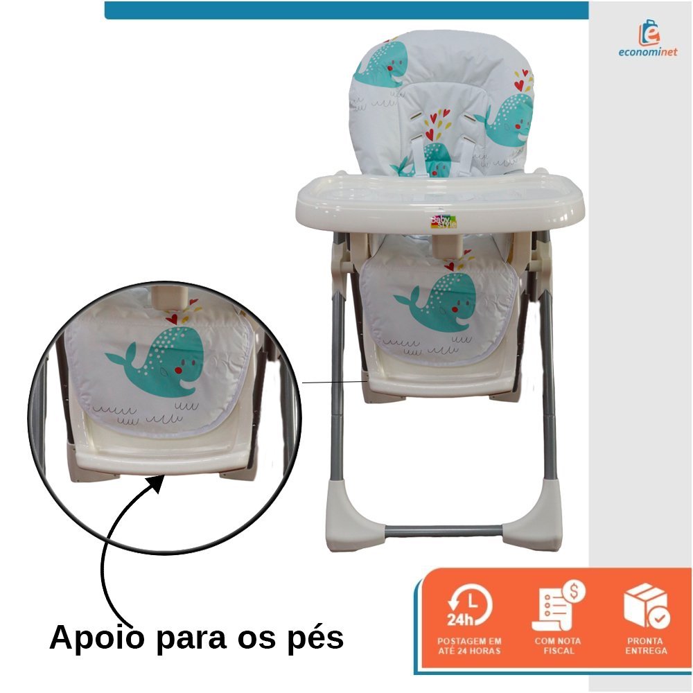 Cadeirão de Alimentação Cadeira Refeição Bebê Impactus Baleia - Baby Style - 4