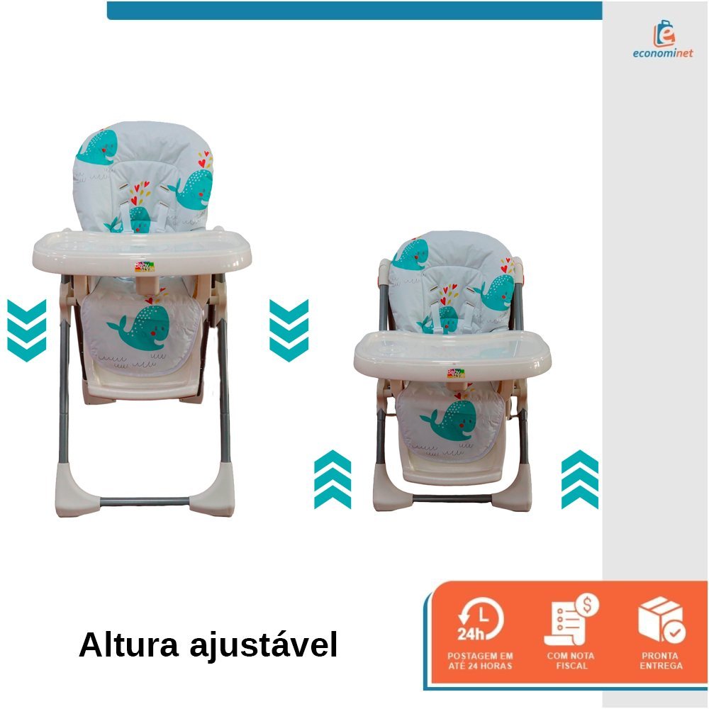 Cadeirão de Alimentação Cadeira Refeição Bebê Impactus Baleia - Baby Style - 5