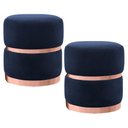 Ver imagem 1 de Kit 2 Puffs Cinto e Aro Rosê Round B-287 Veludo Marinho