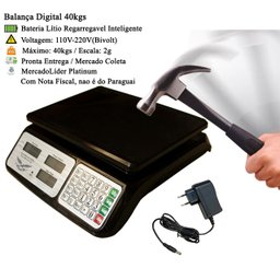 Balança Eletrônica Digital de Cozinha 40kg Divisão 2g Alta Precisão Recarregável Bivolt - 2