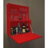 Adega Mini Bar Armário Suspenso Para Bebidas Copos E Taças Porta Basculante Vermelho Laca - 2