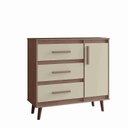 Ver imagem 3 de Cômoda Sapateira Mila em Mdp 3 Gavetas 1 Porta Retrô - Savana/off-white