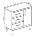 Ver imagem 2 de Cômoda Sapateira Mila em Mdp 3 Gavetas 1 Porta Retrô - Savana/off-white