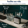 Escorredor Porta Talheres Inox 4 Divisórias Organizador Compacto Drenagem de Água – Aço Inoxidável - 3