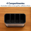 Ver imagem 7 de Escorredor Porta Talheres Inox 4 Divisórias Organizador Compacto Drenagem de Água – Aço Inoxidável