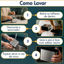 Ver imagem 5 de Escorredor Porta Talheres Inox 4 Divisórias Organizador Compacto Drenagem de Água – Aço Inoxidável