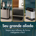Ver imagem 2 de Escorredor Porta Talheres Inox 4 Divisórias Organizador Compacto Drenagem de Água – Aço Inoxidável