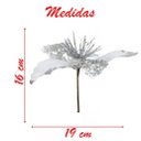 Ver imagem 2 de Kit 4 Flor de Natal Prata Artificial com Brilho 19cm