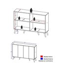 Ver imagem 5 de Aparador Buffet Retrô 4 Portas MDP 123cm Madeirado Multimóveis
