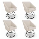 Ver imagem 1 de Kit 4 Poltronas Luxo Alana Linho Base Luxo Preto - Pallazio Cor:Bege