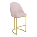 Ver imagem 7 de Kit 06 Banquetas Altas Bela Suede Rosa Bebê Base Metálica Dourada Pallazio