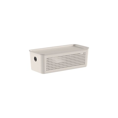 Cesto Flow com Tampa 27x12x9cm Bege Martiplast