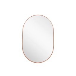 Espelho Pinterest Grande Orgânico Borda Couro 3cm Decorativo Sala Quarto 44x64cm Mod. Pílula Caramel - 1
