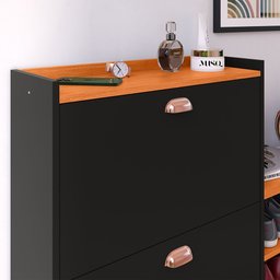 Sapateira Organizadora Quarto Closet Hall de Entrada Banco 2 Portas Basculantes Puxador Concha Milan - 4