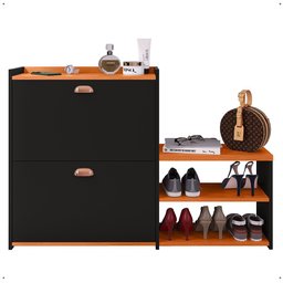Sapateira Organizadora Quarto Closet Hall de Entrada Banco 2 Portas Basculantes Puxador Concha Milan - 7