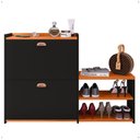 Ver imagem 7 de Sapateira Organizadora Quarto Closet Hall de Entrada Banco 2 Portas Basculantes Puxador Concha Milan
