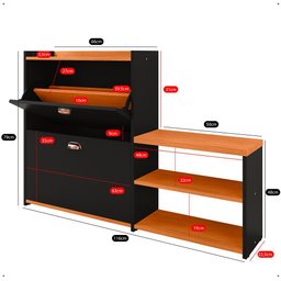 Sapateira Organizadora Quarto Closet Hall de Entrada Banco 2 Portas Basculantes Puxador Concha Milan - 8