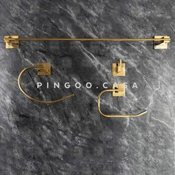 Acessórios para Banheiro Quadrado 2 peças São Francisco Pingoo.casa - dourado - 2