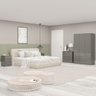 Quarto Solteiro Completo com Mesinha de Cabeceira Guarda-roupa e Cômoda London Cinza - 2