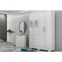 Ver imagem 1 de Guarda Roupa Solteiro 4 Portas com Espelho Encant Branco - Novo Horizonte