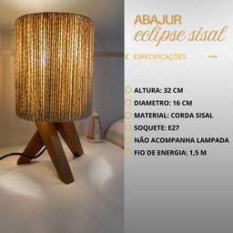 Abajur Luminária Tripé para Mesa Cabeceria Quarto Sala Decoração Rústico Criado Hall Entrada - 3