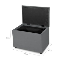 Puff Baú 60cm Porta Treco Madeira Veludo Estofado Premium - 3