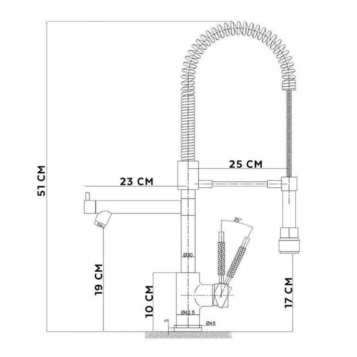 Torneira Monocomando Gourmet Dois Jatos Misturador Agua Quente Frio Mesa Bancada Cuba Cozinha Leva p - 7